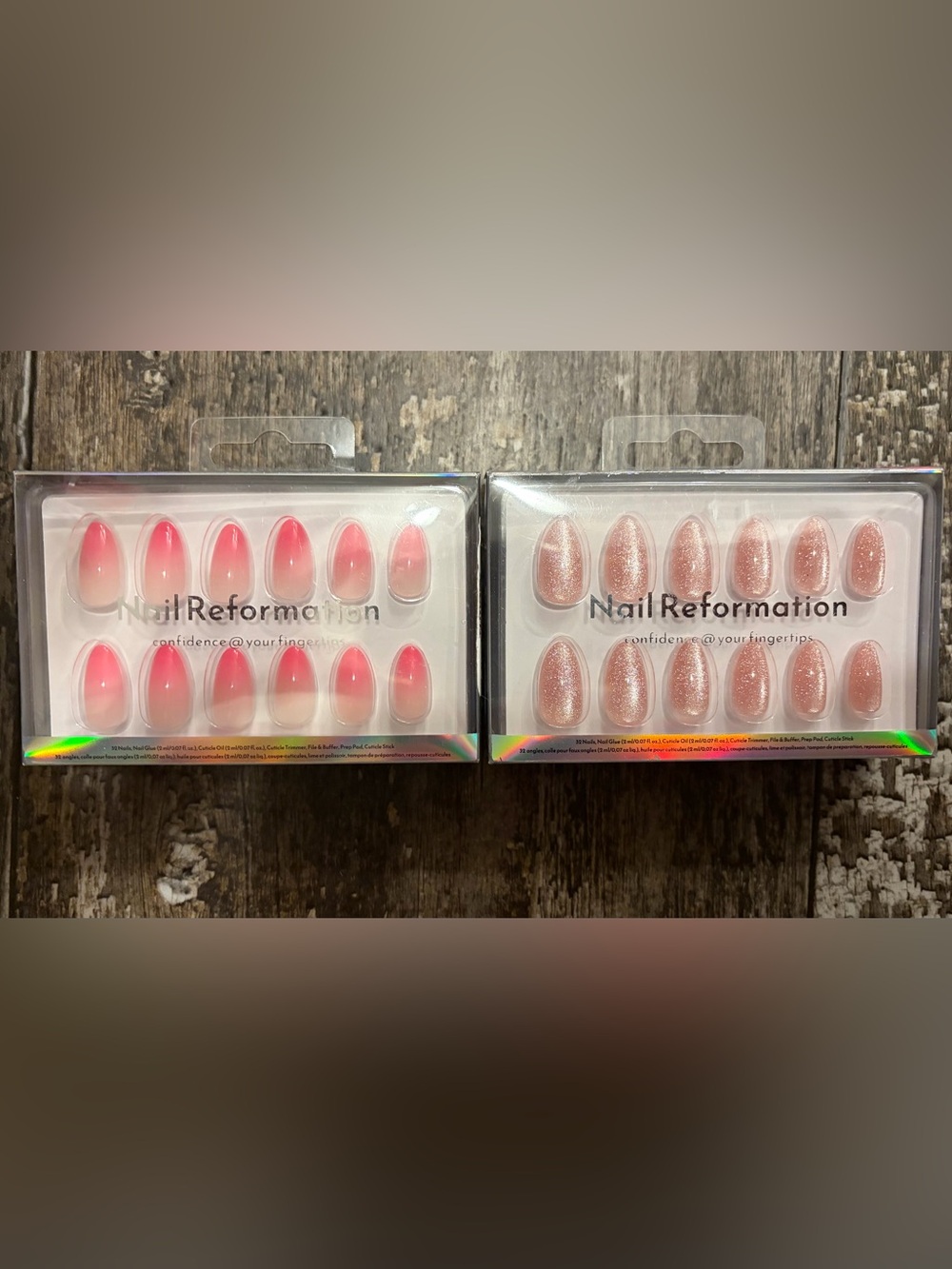 Nail Reformation Pink Ombre & Rose Glitter Press-On Nails - 2 Pack